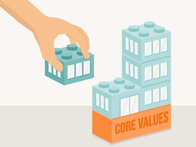 legos showing core values as the building blocks for an organization