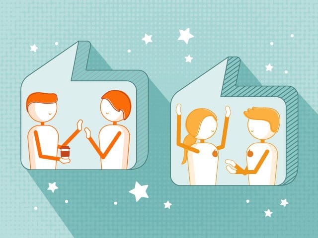 4 employees in quote bubbles depicting conversations about employee experience